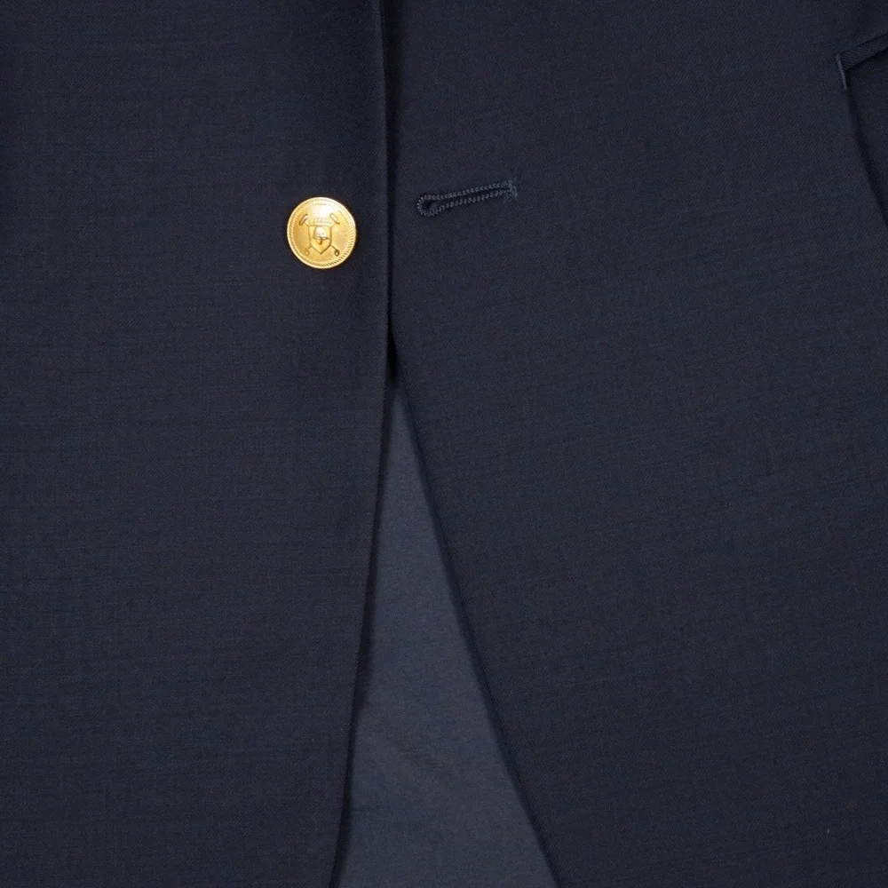 Lauren Ralph Lauren Blazer Men 42L Navy Gold Button Wool Blend Sport Coat (Fair)